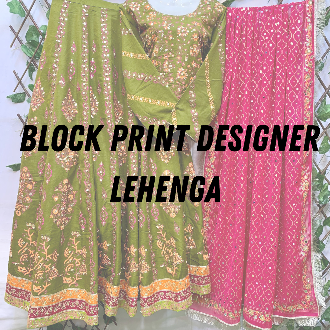 Block Print Designer Lehenga