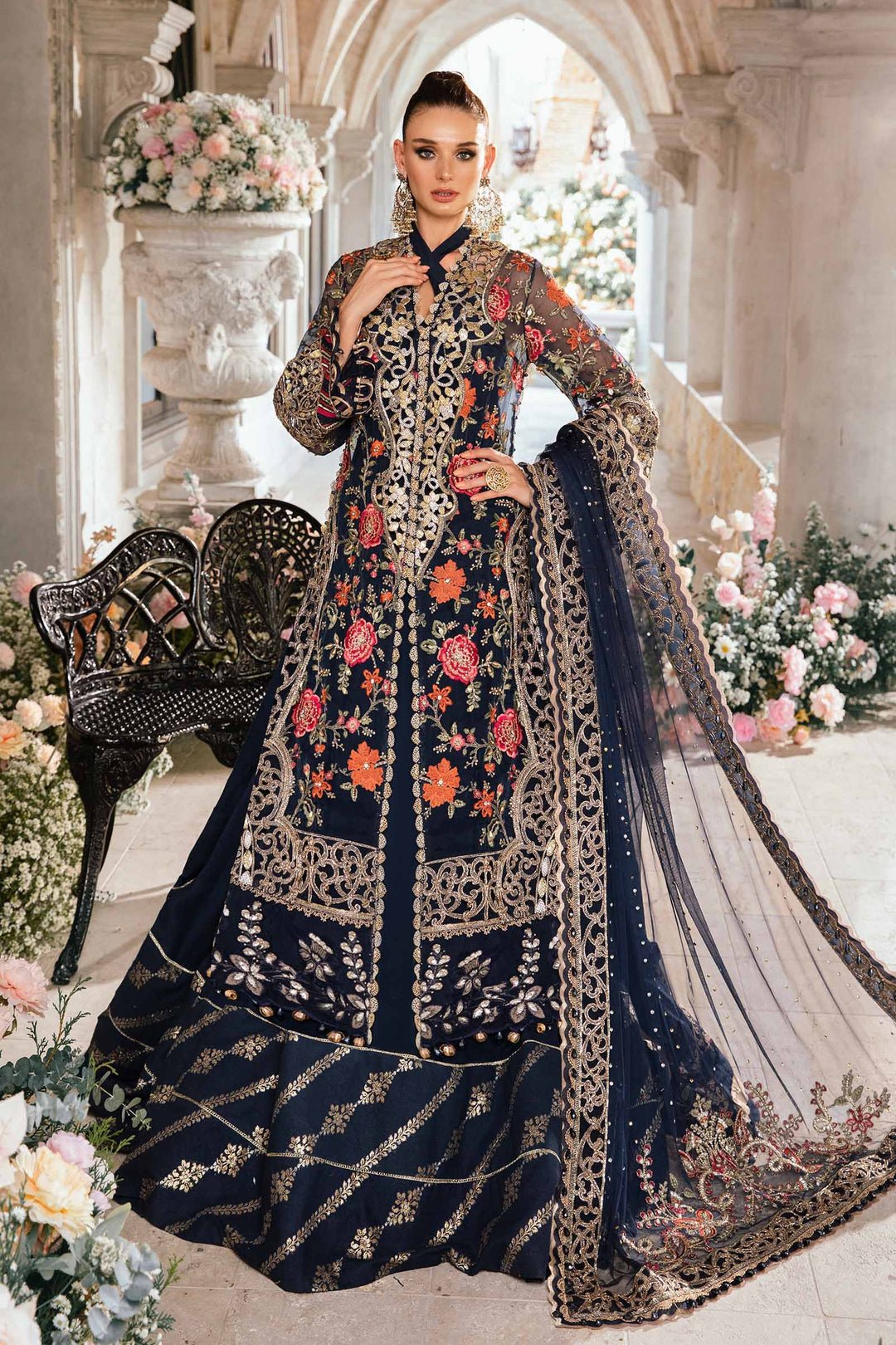 3 PIECE UNSTITCHED EMBROIDERED SUIT | BD - 2808 - STYLISTICOUTURE