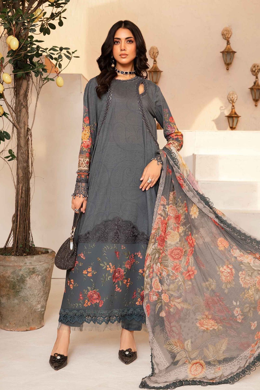 3 PIECE UNSTITCHED PRINTED SUIT | MPT - 2202 - B - STYLISTICOUTURE