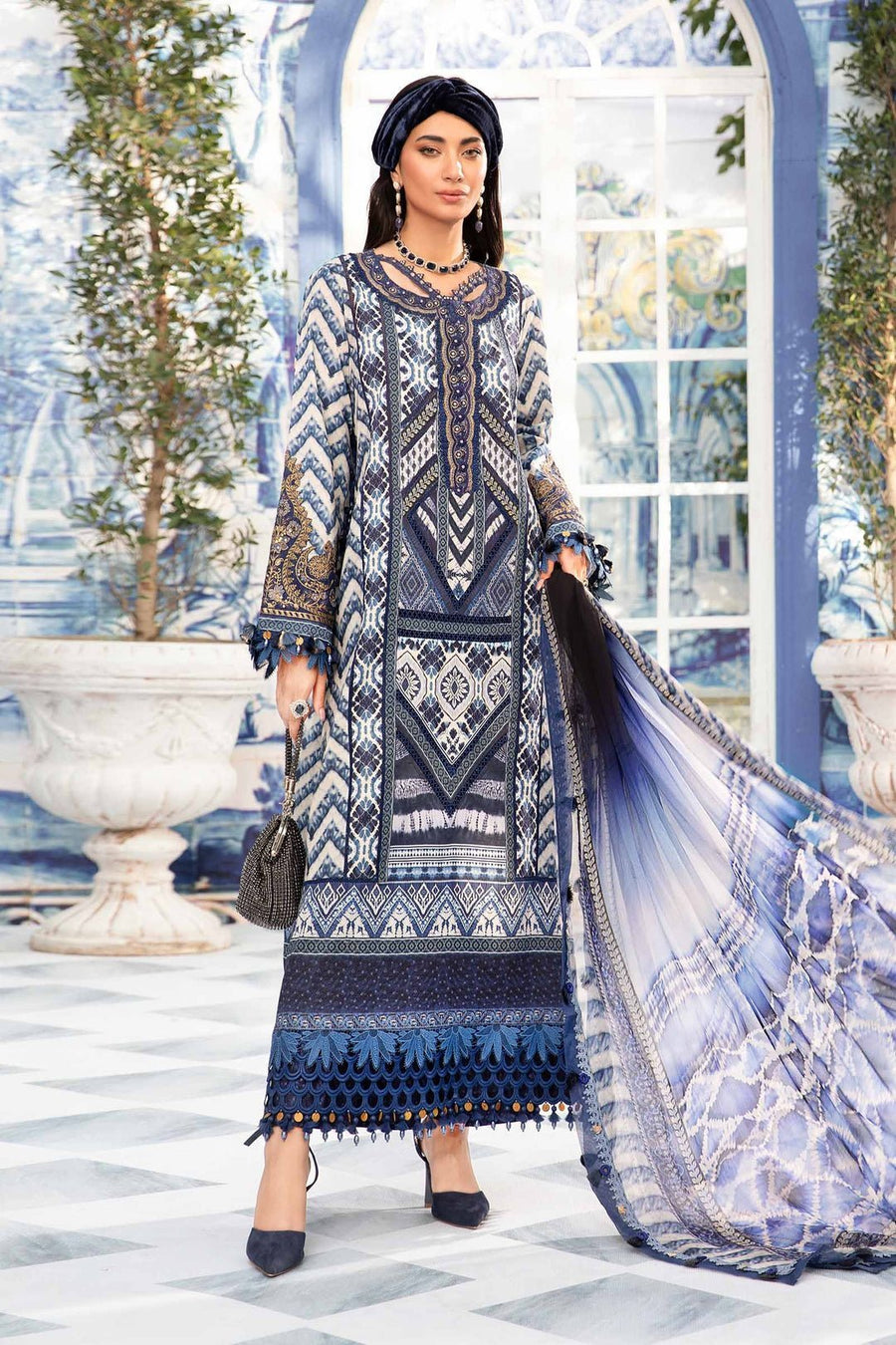 3 PIECE UNSTITCHED PRINTED SUIT | MPT - 2208 - B - STYLISTICOUTURE