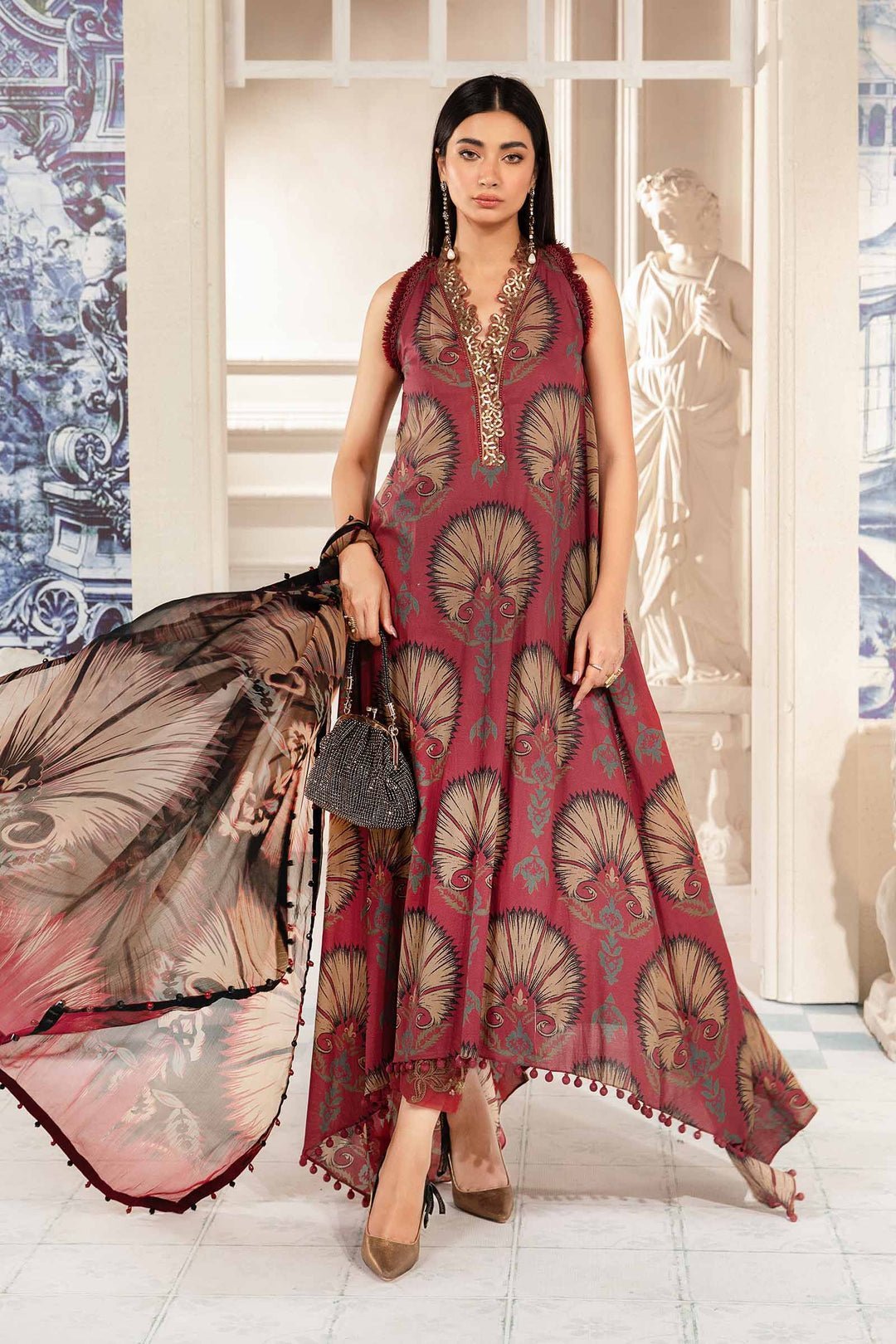 3 PIECE UNSTITCHED PRINTED SUIT | MPT - 2209 - B - STYLISTICOUTURE