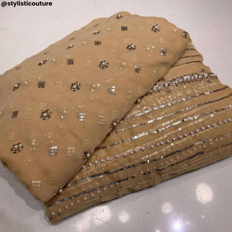 3pcs Zari & Chiffon Pearl Work Sequences - STYLISTICOUTURE