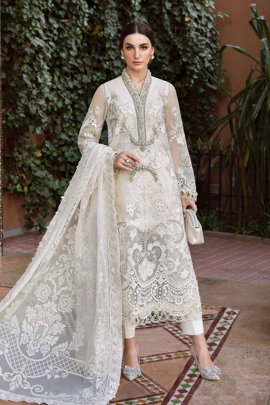 3 Piece Unstitched Embroidered Organza Suit | D-2506-A