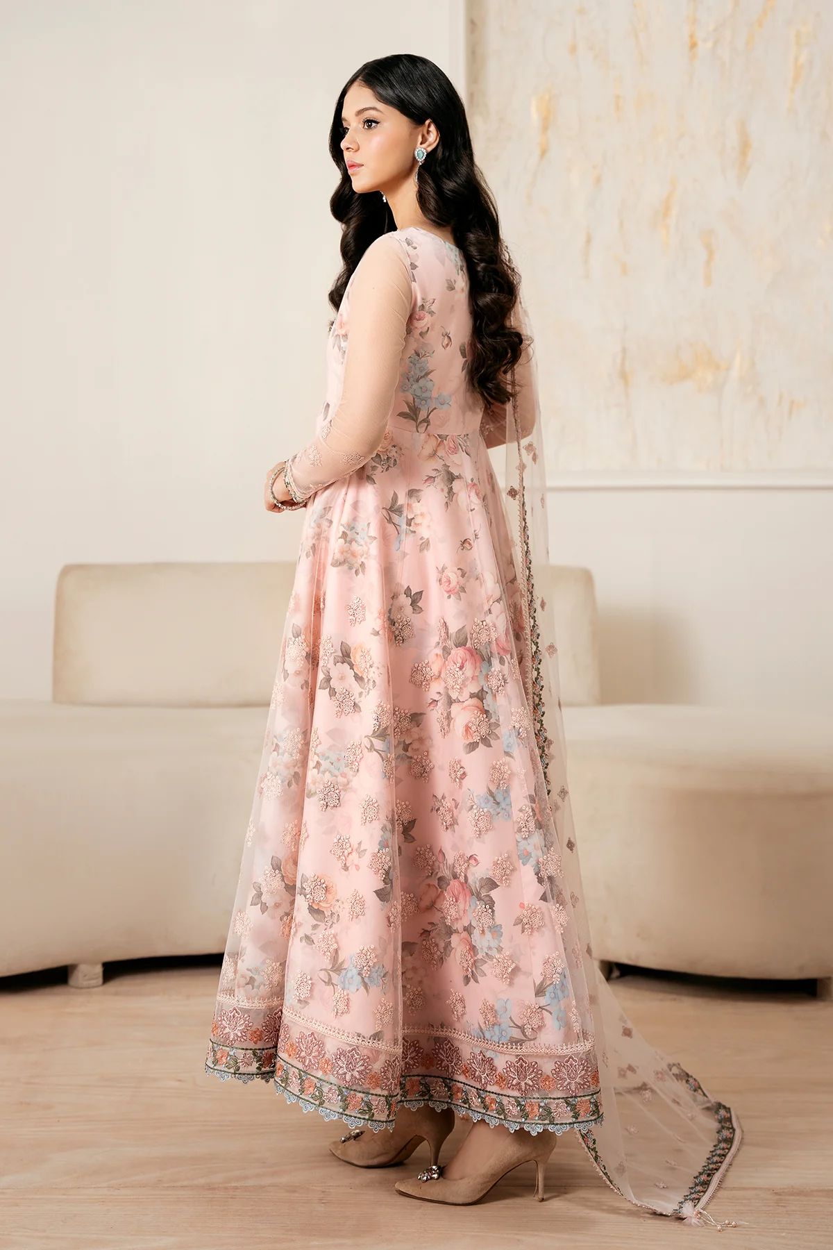 3 Piece Ready-to-Wear Floral Embroidered Dress