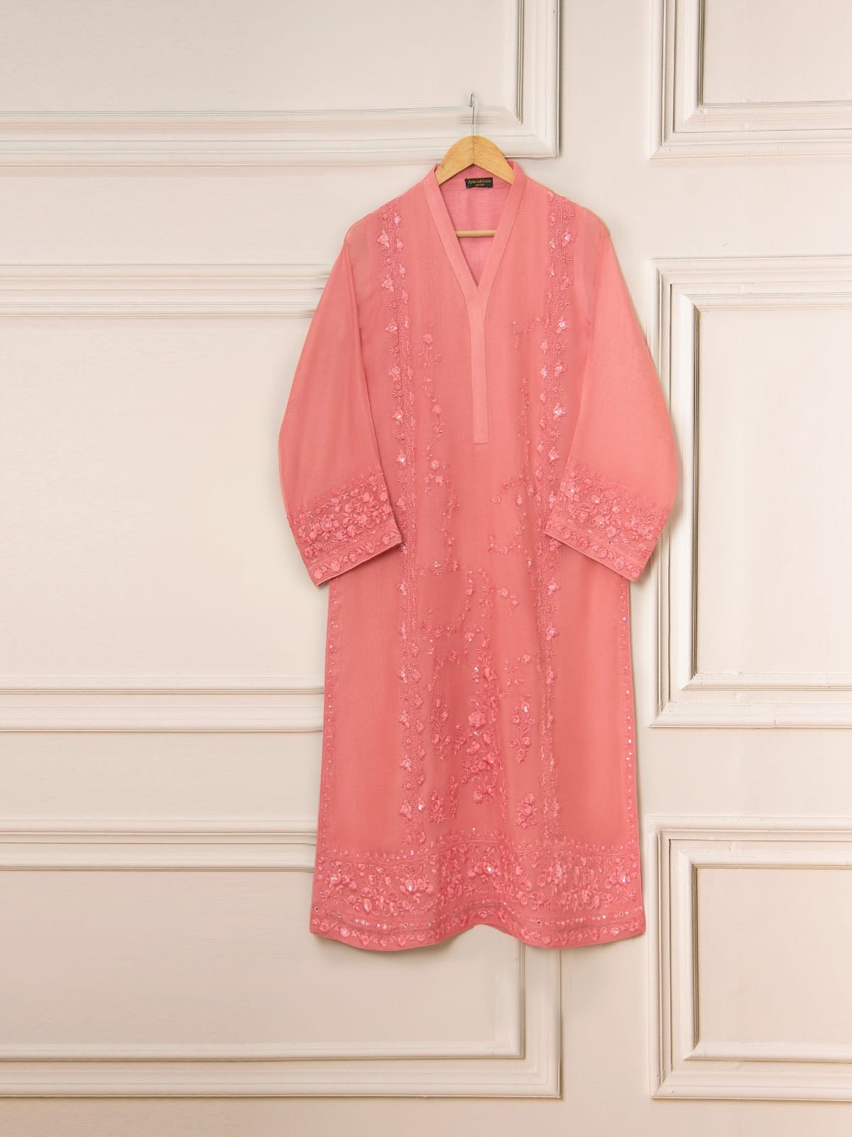 Agha Noor three-piece cotton net suit